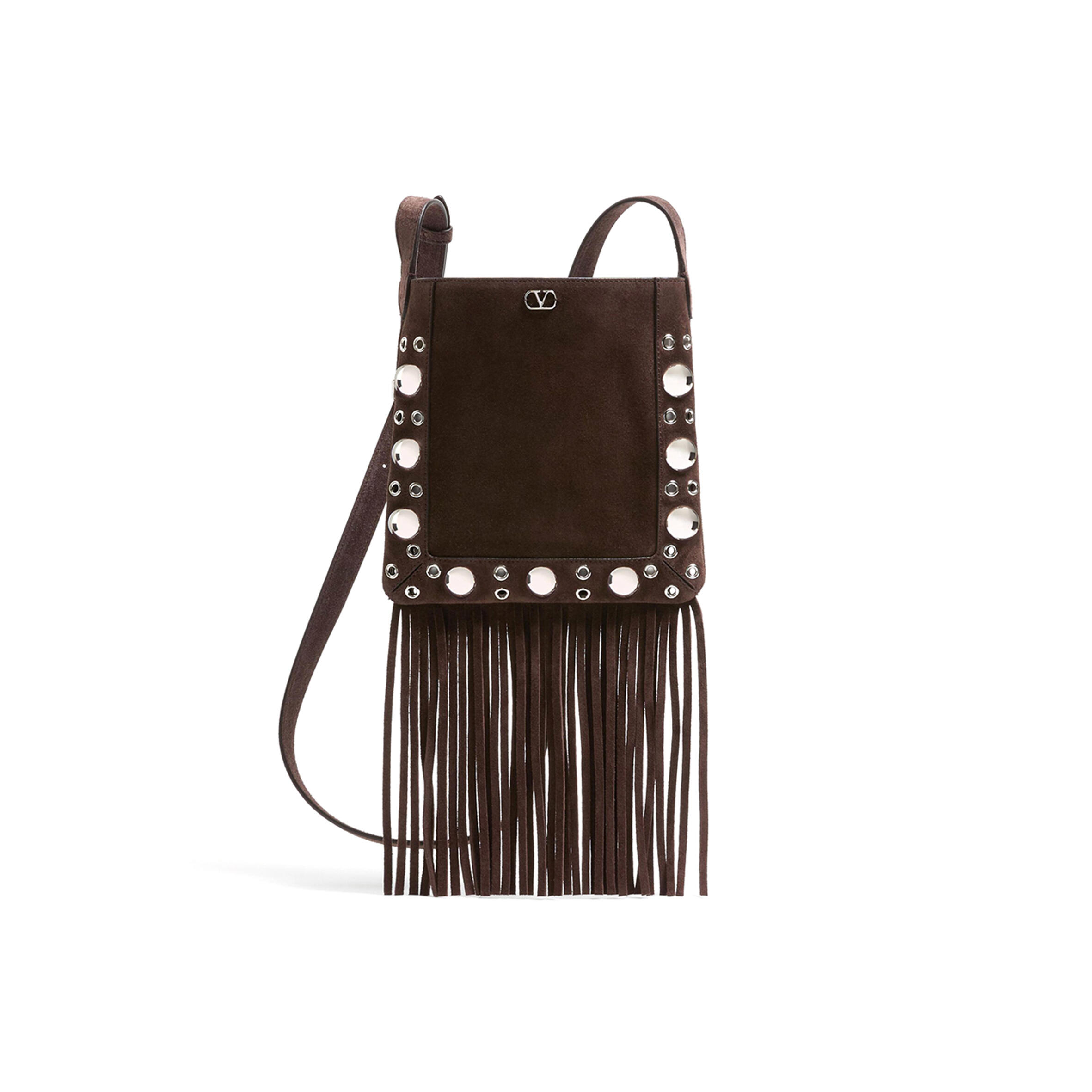 Va1e*ntin0 garavani nellcÔte small shoulder bag in suede with fringes 6w2b0r34jet_0to (20*20*3cm)